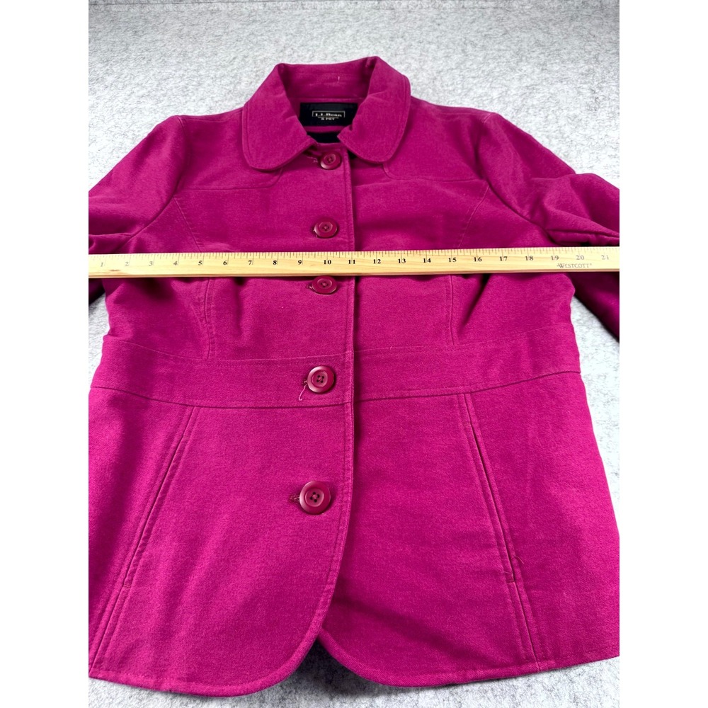 L.L. Bean Fuschia Lined Belted Pea Coat Women's PS Purple Spring Collared Preppy - Picture 9 of 10